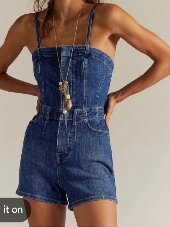 We The Free Pants - We The Free Dark Blue Denim Romper